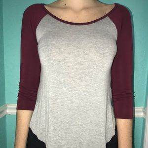 Cotton 3/4 sleeve baseball tee (Curved Hem)